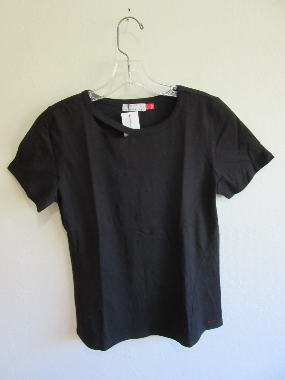 N:Philanthropy Vancouver Black Cutout Neckline S Top Side Drawstring Cinched-JB1